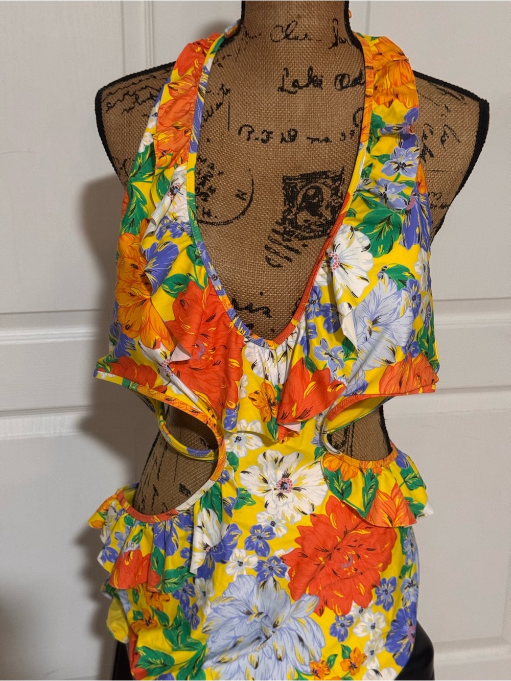 Aerie, NWT Tropical Floral Cutout bathing suit!  - Yellow, Orange, Blue